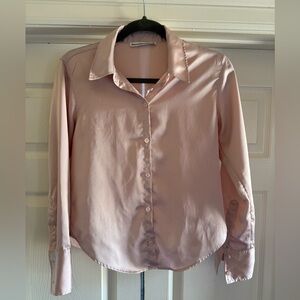 Abercrombie & Fitch Satin Pink Button-Up Shirt - Size XS